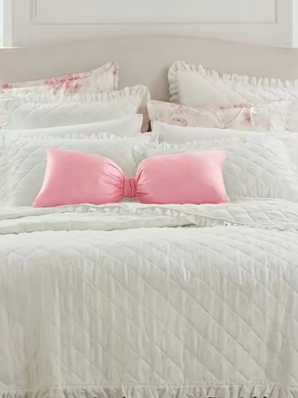 Armoire Collection Oversized Bow Bed Pillow - Pink